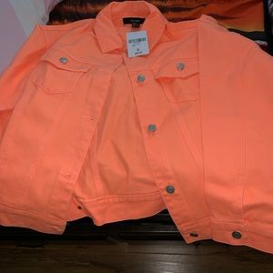 Neon Orange Denim Jacket
